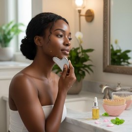 Lymphatic Contour Face Brush with Stainless Steel Gua Sha Tool - Lymphatic Face Brushes with GuaSha Tool | Gua Sha Facial Tools | Lymphatic Drainage M
