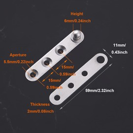 4PCS Door Hinges, 57mm x 16mm, 360 Degree Rotation Hidden Door Pivot Hinge for Inner Doors, Screens, Doors, Windows, Cabinets (59MM)