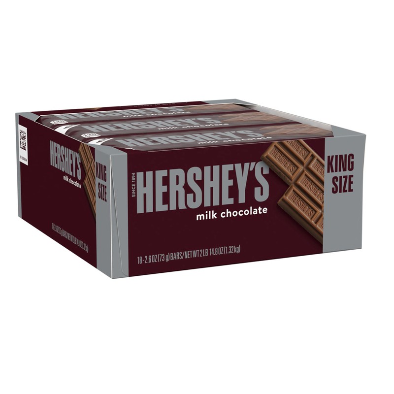 HERSHEY'S Milk Chocolate King Size, Candy Bars, 2.6 oz (18