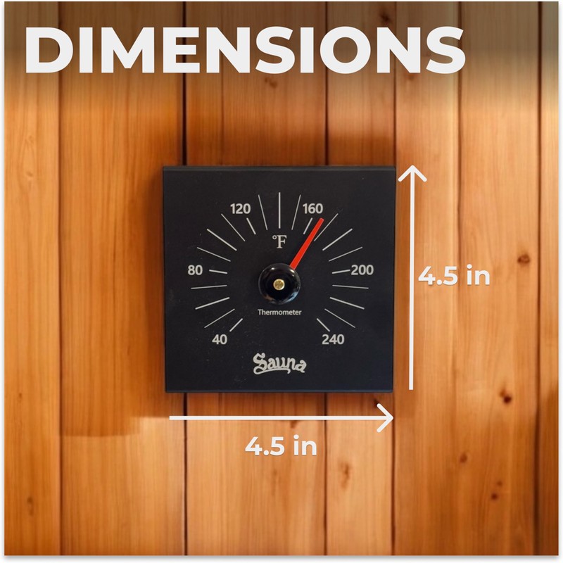 Premium Aluminum Sauna Thermometer - 100% Anodized Aluminum, Large Numbers,