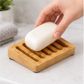Bamboo Soap Dish for Bathroom & Shower – Self-Draining Design for Keeping Bar Soap Drier