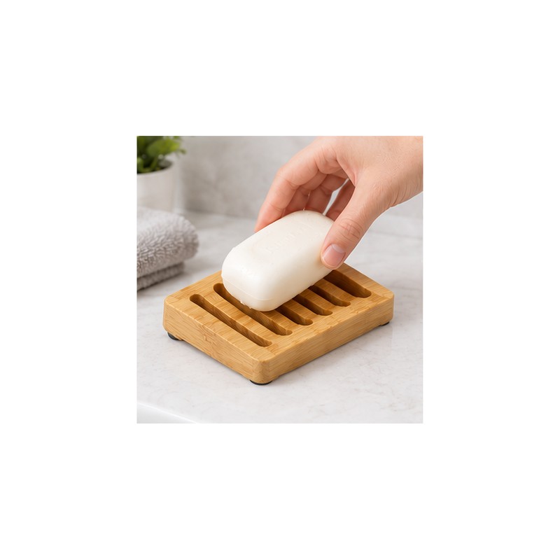 Bamboo Soap Dish for Bathroom & Shower – Self-Draining Design