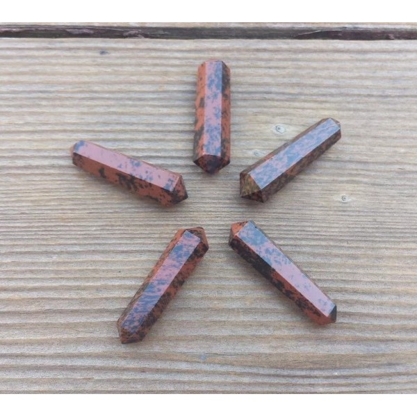 NATURAL MAHOGANY OBSIDIAN DOUBLE TERMINATED GEMSTONE CRYSTAL PENCIL POINT (ONE)