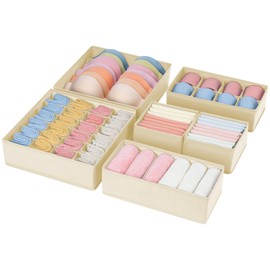 Joyoldelf Drawer Organiser - 6 Pack Foldable Drawer Dividers for Bras, Socks, Panties, and Ties, Closet Wardrobe Storage Organiser for Drawers and Shelves
