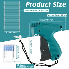 Therwen 5072 Pcs Tagging Guns for Clothing Tag Attacher Gun Kit 12 Clothing Label Tagging Gun Price Retail Tagging Gun 60 Needles 5000 Barbs Fasteners for Boutique Cloth Warehouse Yard (Cyan)