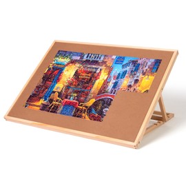 Old Canal Puzzle Board, 1500 Pieces Puzzle Table with Cover, Wooden Jigsaw Puzzle Tables with Adjustable Tilt Stand, Portable Puzzle Storage Boards with Non-Slip Felt Tabletop for Adults and Kids
