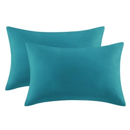 Tifschlaf Pillow Cases 2 Pack - Teal Pillowcases Pack of 2, 100% Brushed Microfiber Standard Pillow Covers With Envelope Closure, 50x75 cm