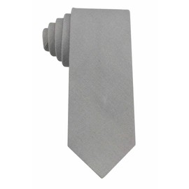 Mens Slim Width Color Linen Neckties - Standard and Extra Long Tie (Light Gray, Standard 58 ")