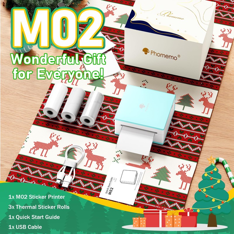 Phomemo Mini Sticker Printer, Mini Printer Sticker Maker Machine M02,