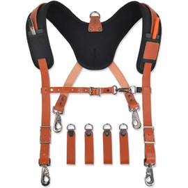Construction suspenders for carpenter, men for framing Leather tool belt
