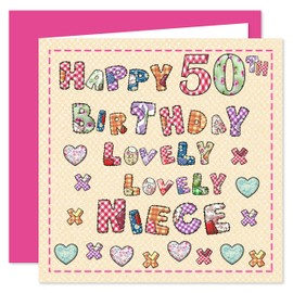 Niece 50th Happy Birthday Card - Lovely Lovely Niece - 50 Today