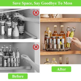 Turntable Organiser, 21 cm Diameter Fridge Rotating Plate, 360° Rotating Spice Rack, Plastic Rotating Tray for Kitchen Spices Dresser Cosmetics (Transparent)
