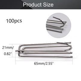 Heyiarbeit 100PCS 2.56" x 0.83"(L x W) Curtain Pleater Tape Hook Electroplated Silver Stainless Steel Pleat Hook 4 Prongs Pinch Pleat Hook