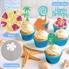 Wootkey Glitter Moa Inspired Cupcake Toppers 24Pcs Glitter Palm Leaf
