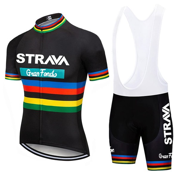 X-CQREG Maillot de cyclisme pour homme avec cuissard à bretelles - Combinaison de vélo anti-UV - Uniforme de course d'équipe, noir, Large