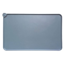 Silicone Dog Cat Bowl Mat，Waterproof Slip Resistant Silicone Pet Feeding Mat，Anti-Slip Pet Bowl Mats Cats and Dogs Food Water Placemat Tray，Raised Edges to Prevent Water Spills on Floor (Grey)