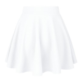 ZXIHZF Women's Casual Stretch Waist Versatile Flared Mini Skater Skirt (US, Alpha, X-Large, Regular, Regular, White)