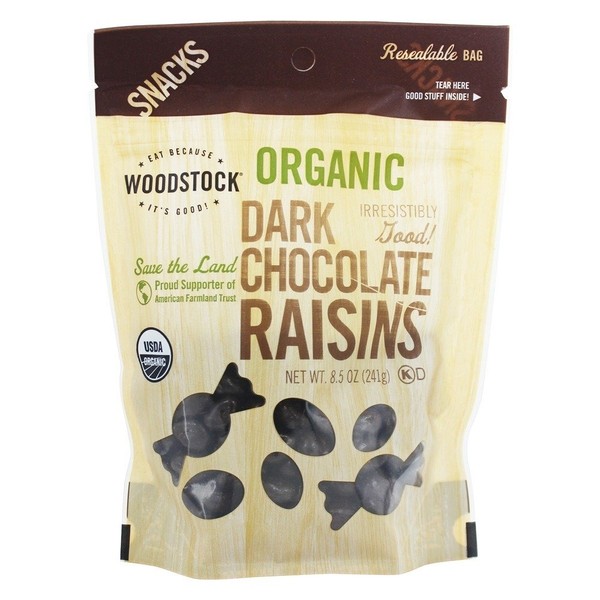 Woodstock Farms Organic Dark Chocolate Raisin, 8.5 Ounce - 8 per case.