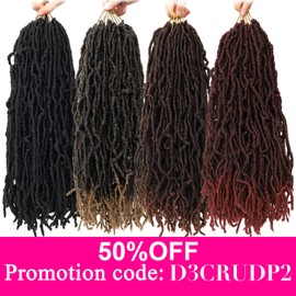DAIXI 6 Packs 18 inch Ombre Pre-Looped Faux Locs Crochet Hair for Black Women Curly Wavy Locs Crochet Braids Hair African Roots Synthetic Dreadlocks Soft Locs Braiding Hair Extensions 1B Color