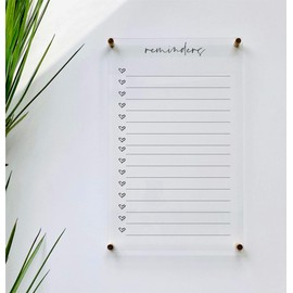 Large Clear Acrylic Reminders List for wall | Dry-Erase Message White Board Calendar Wall Mounted Office Home Family Organization Tools Must Haves School Kids Adult Mom Teen Monthly Weekly ADHD Tools