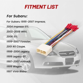 RED WOLF Radio Wire Harness Aftermarket Stereo CD Player Install Adapter Connector Compatible with 1997-2008 Subaru Outback WRX Impreza Forester Legacy