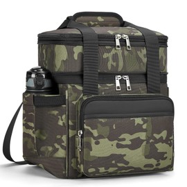 HSHPX Insulated Lunch Bag & Lunch Box for Men - Double Deck Reusable Lunch Bag for Women Tote Cooler Bag Leakproof Soft Expandable - Large Lunchbox for Work/Adult/Picnic/Outdoor(Camo，15L)