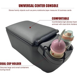 OBUYTO Universal Truck Seat/Bench Contractor Center Console Business Organizer and Storage with Adjustable Cup Holders, Clip Board, and Padded Top Lid for Armrest 124809 Grey