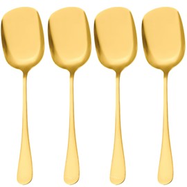 4 Pcs Stainless Steel Serving Spoon Classic Serving Table Spoons Cooking Kitchen Spoon Buffet Serving Spoon Kitchen Tool for Restaurant Banquet (Gold)