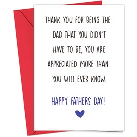 HiFulerr Step Dad Fathers Day Card - 5x7 In Happy Fathers Day Card for Dad, Father's Day Cards for Stepdad, Stepfather or Bonus Father, Father's Gifts Greeting Cards from Son and Daughter