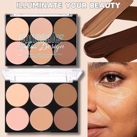 Six Shades Concealer Full Coverage,Colour Corrector Palette,Under Eve Concealer Foundation Cream Contour Palette Blendable Shades Professional Colour Corrector Palette For Dark Circles Red Marks Scars