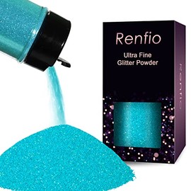 Renfio Iridescent Ultra Fine Glitter Powder Resin Supplies Glitters PET Flake Crafts Sequins 1/128" 0.008" 0.2mm Epoxy Chips Flakes for Tumblers Slime Painting 1.75 Oz (50g) - Blue