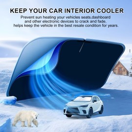 T TGBROS - Parasol para parabrisas de ajuste personalizado para accesorios Lexus RX 2023-2024, plegable, protector solar reflectante de poliéster, protección contra el calor y el sol