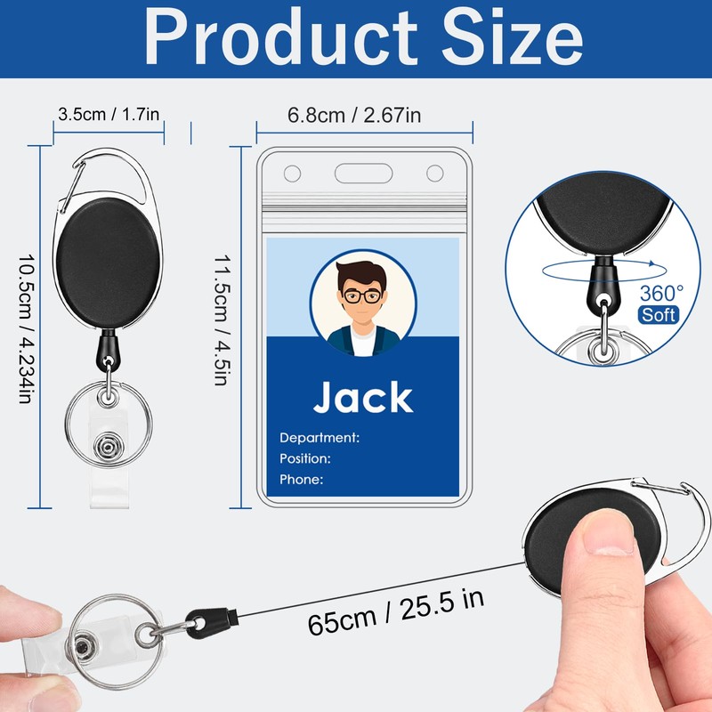 80 Pack Retractable Badge Reels and ID Badge Holder, Heavy