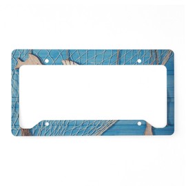 CafePress Summer Fishing License Plate Holder Aluminum License Plate Frame, License Tag Holder