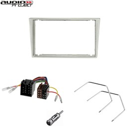 Audioproject A386.1-10 Car Radio Fascia Set 2 DIN for Opel Corsa C Combo Omega Astra Vectra Meriva Agila Radio Adapter Antenna Adapter Release Light Silver