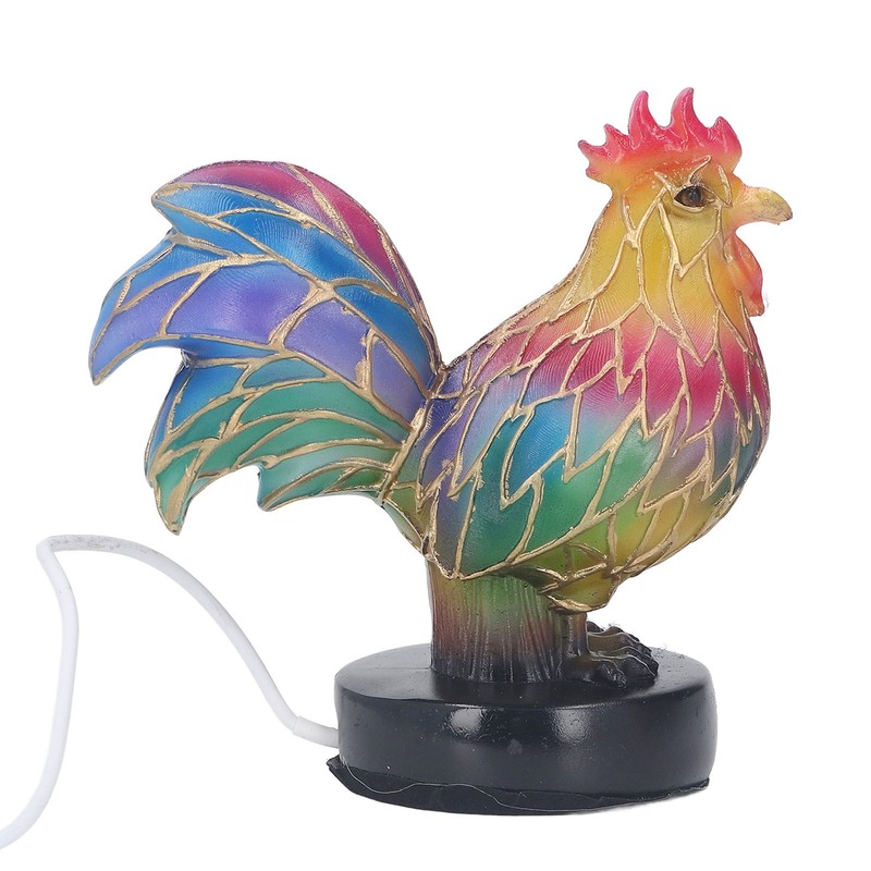 Stained Resin Rooster Table Lamp Night Light LED Animal Night
