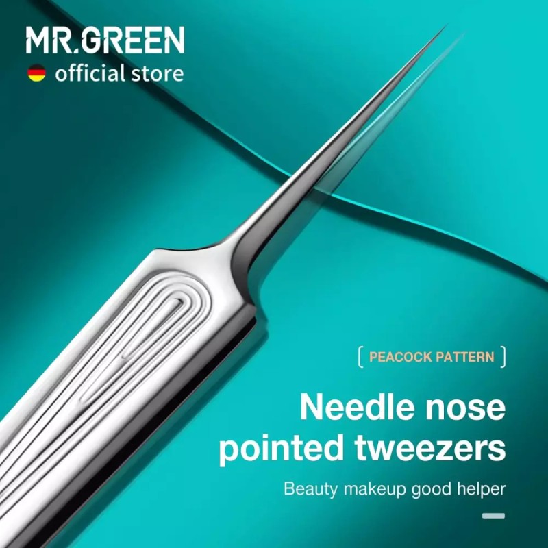 MR.GREEN 잉그로운 헤어 핀셋 바늘 코 끝 눈썹 조각용 블랙헤드