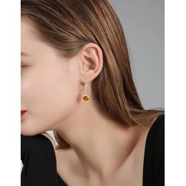 VONSSY Gemstone Drop Dangle Earrings | Stylish 18k Platinum/Gold Plated Leverback Crystal Hanging Dangly Ruby Sapphire Emerald Earrings | Jewelry Gift for Mother Daughter Wife (Champagne-Platinum)