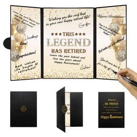 DARUNAXY Black Gold Retirement Party Decorations, This Legend Has Retired Alternative Signature Guest Book for Men Women Happy Retirement Gifts Signing Card Board for Retirement Farewell Party Supply