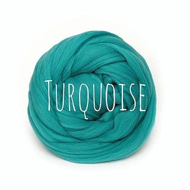 Chunky Wool - Turquoise - for arm Knitting Chunky Blanket Weaving Felting Jumbo Yarn Giant Wool Soft 50g (0.11lb)