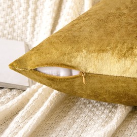 MIULEE Velvet Soft Decorative Square Throw Pillow Case Cushion Covers Pillowcases for Livingroom Sofa Bedroom with Invisible Zipper 12"x20" 1 Piece Gold Luxurious
