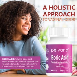 Pelvana Boric Acid Suppositories for Women 60 + 15 Applicators + 50 pH Test Strips = 125 Piece Kit for Vaginal Odor - Third-Party Lab Tested & Made in The USA
