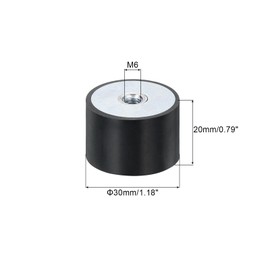 QUARKZMAN Pack of 4 30 x 20 mm M6 Threaded Bushings, Vibration Insulators, Replaces Anti-Vibration Pads Flat Silent Block Base Block