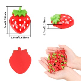 DREMISI 60Pcs Resin Strawberry Beads, Cute Slime Charms, Strawberry Embellishments, Resin Fruit Charms for Scrapbooking DIY Craft Decors Hair Accessories