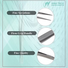 Precision Tweezers Stainless Steel with Fine Serrated Straight Tips Rhinestone Picker Nail Art Tool 5.5" Long for Crystal Gem Placement on Nails, Clothes, Face, Eyelash, Craft