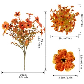 12 Bundles Artificial Fake Fall Flowers Plants for Outdoor Decoration, Fake Mums, Realistic Faux Flowers UV Resistant for Outside Garden Home Front Porch Door Patio Yard Balcony Decor