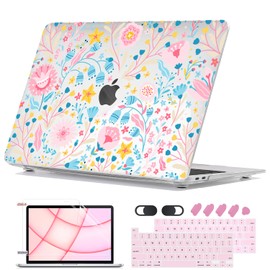 Seanai for MacBook Pro 13 inch Case Model M2 M1 A2338 A2251 A2289 A2159 A1989 A1706 2023-2016 Released, Pattern Plastic Hard Shell Case Cover for Mac Pro 13 inch Touch Bar Fits Touch ID, Pink Flowers
