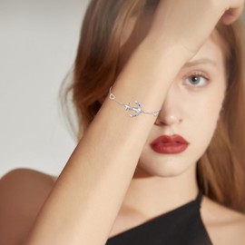 YAFEINI Evil Eye Bracelets Sterling Silver Adjustable Moonstone Layered Bracelets Moonstone Evil Eye Jewellry Gifts for Women