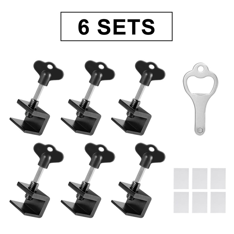 6 Sets Sliding Window Locks,Adjustable Window Lock With Key, Can