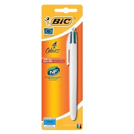 BIC Pen 4 Colours Full White Body 4 Classic Colours Red Black Green Blue - Medium 1.0mm